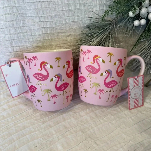Festive Flamingo Holiday Mug Set 2 - Picture 1 of 4